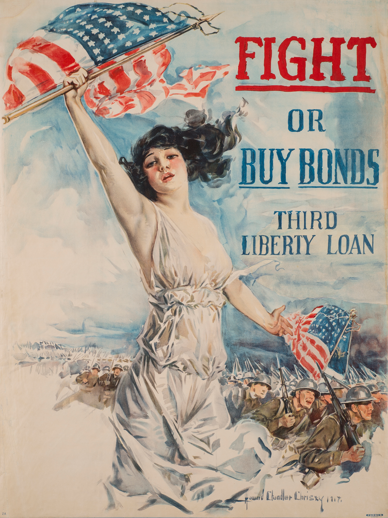 Image: Howard Chandler Christy (American, 1873-1952), âFight or Buy Bonds,â 1917. Courtesy Bruce Museum.